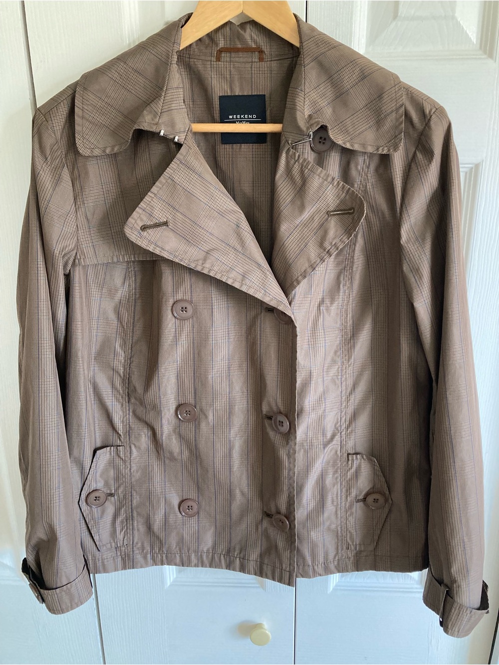Weekend Max Mara Cropped Trench Brown Plaid Size M